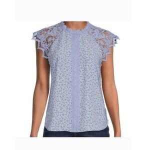 Juniors Floral Crochet Lace Blouse – Short Raglan Sleeve Crew‎ Neck Pullover